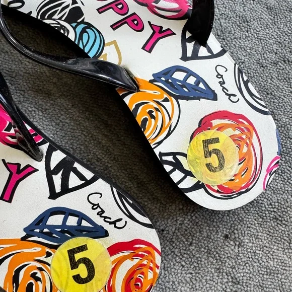 Coach Black and Multicolor Poppy Sandals - Picture 2 of 5